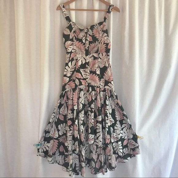 Gianni Bini Button Up High Low Leafy Dress - Picture 3 of 14